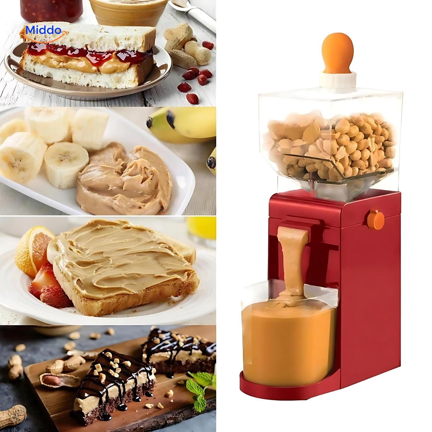 Erdnussbutter Angewendet Auf Verschiedene Lebensmittel Mit Nutricrunch™