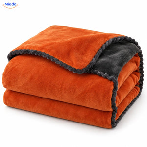 Plüsch-Bettbezug in Orange | Dunkelgrau