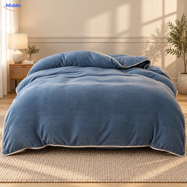 Plüsch-Bettbezug: Stahlblau im Schlafzimmer