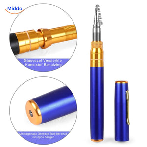 Detail der blauen PocketPro™ Angelrute mit glasfaserverstärktem Gehäuse