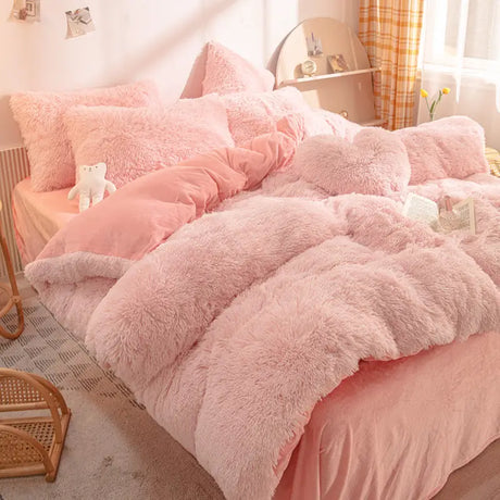 Teddy Fluffy Fleece-Bettwäsche in Puderrosa