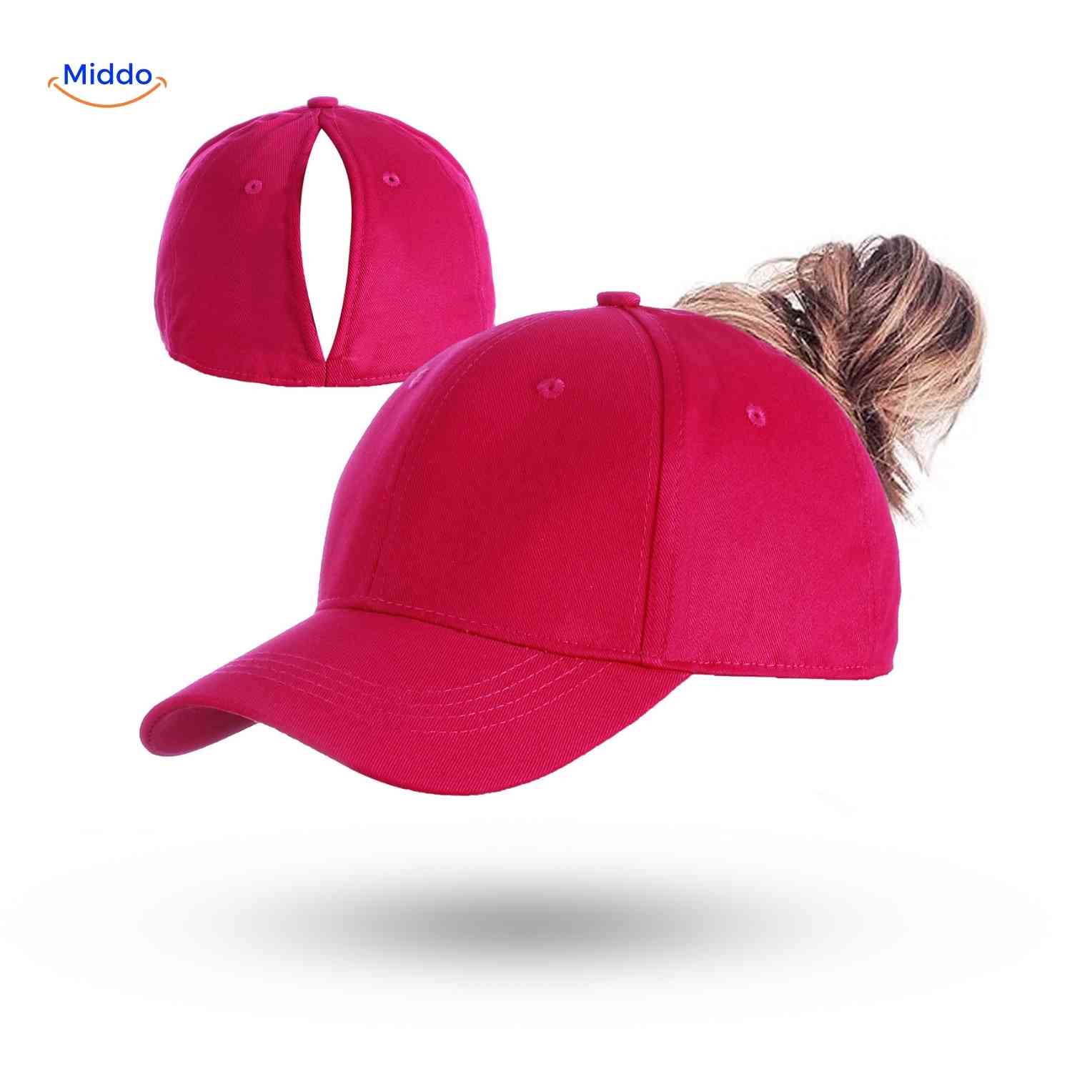 ponylite Haustier Felrose Damenmütze mit Haaröffnung für Pferdeswirl-Stil www.middo.nl