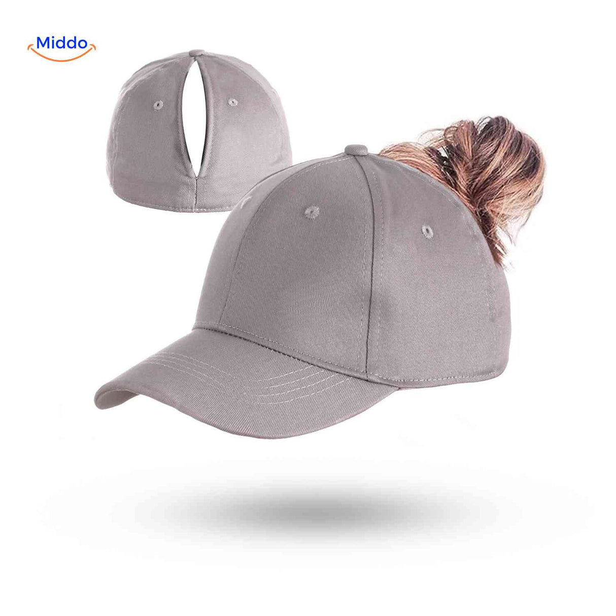 ponylite Haustier graue Caps mit Haaröffnung für Damen sportlich und trendy