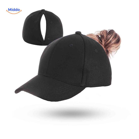 ponylite Haustier klassische schwarze Haarschwanz-Mütze für Frauen modisch www.middo.nl