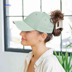 ponylite Haustier Lichtgrüner Damenhut mit Clip und Haaröffnung Trendy Bun www.middo.nl
