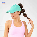 ponylite Pet mintgrüne Damencap mit hohem Pferdeschwanzloch sportlicher Look www.middo.de