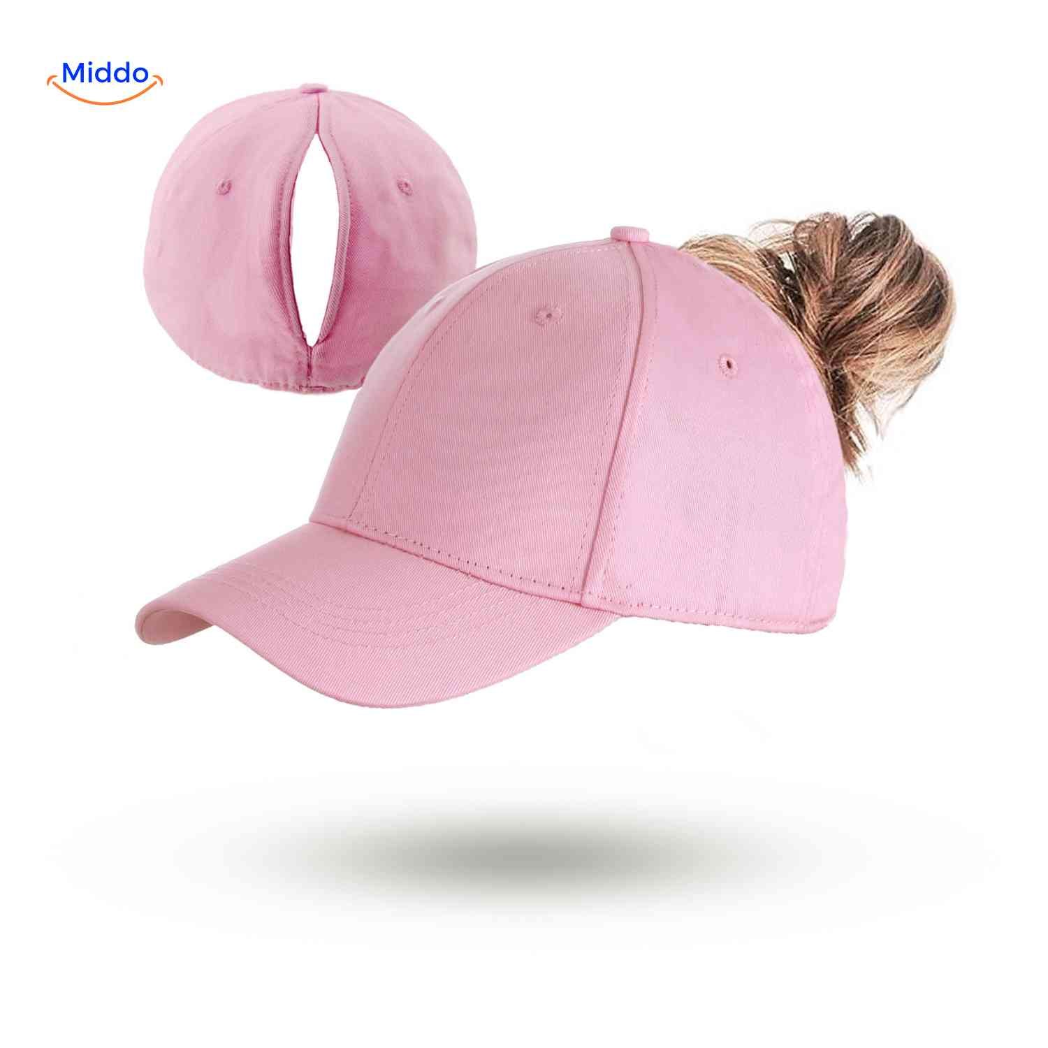 ponylite Haustier rosa Damenmütze mit Haaröffnung Ponykappe sportlicher Sommerstil www.middo.nl