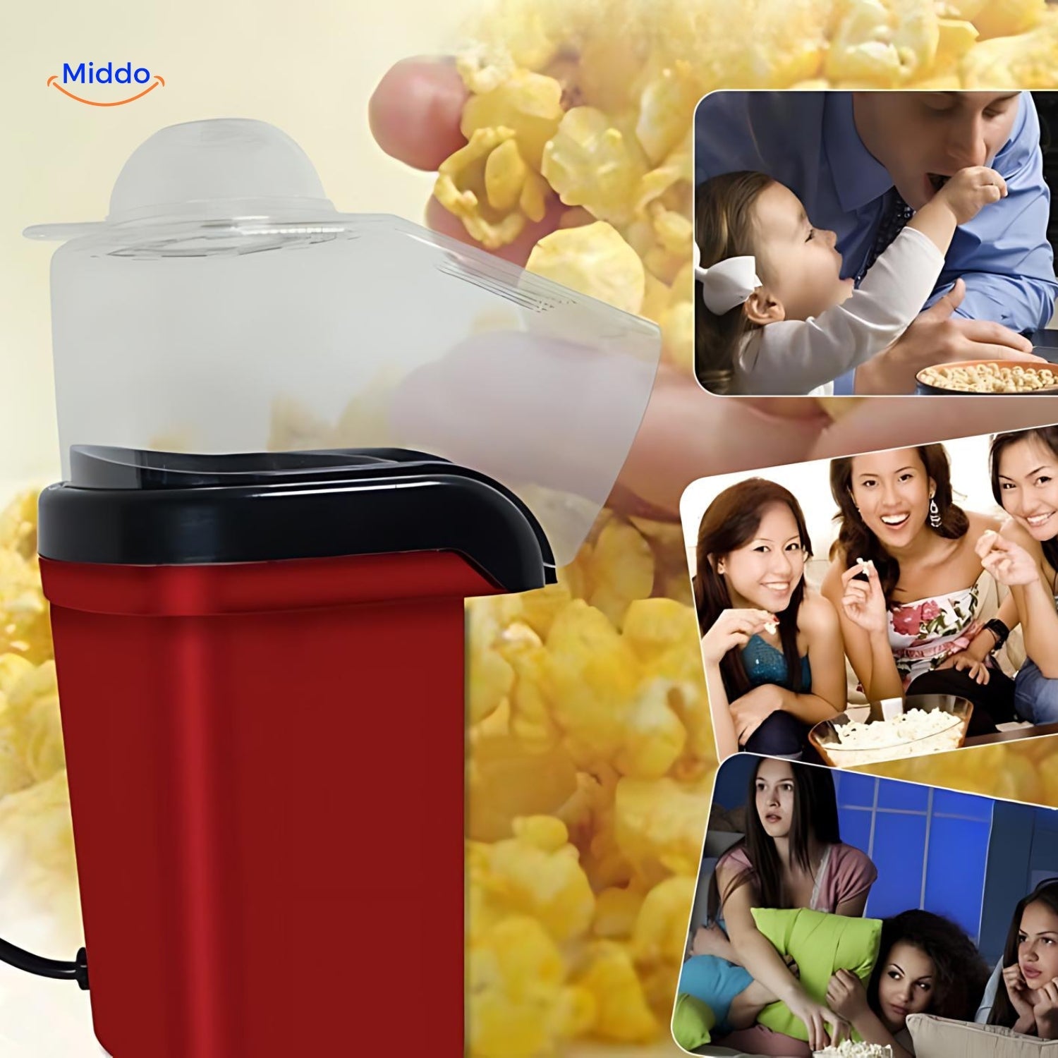 Poppro™ Mini Popcornmaschine Mit Glücklichen Menschen
