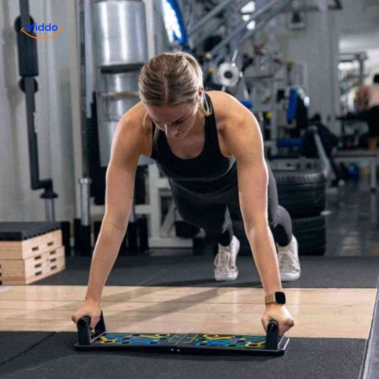 Powerfit Push-Up Board für Damen – effektives Training mit Griffen. Besuchen Sie uns auf www.middo.de!