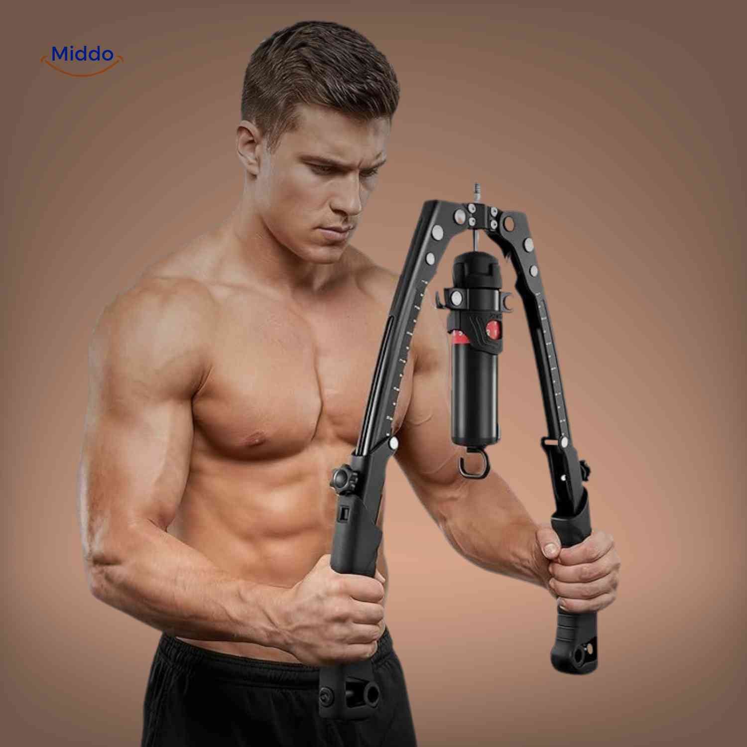 powerflex arm trainer man borsttrainer oefening www.middo.nl