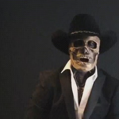 Realistisches Halloween-Kostüm mit Hut und drehendem Kopf