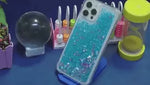 GlowSand Handyhülle mit blauem, rosa Glitzer-Flüssigkeitsaufbau