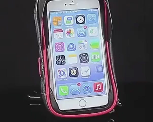 MotoGrip Smartphone-Halterung mit Smartphone auf schwarzem Hintergrund