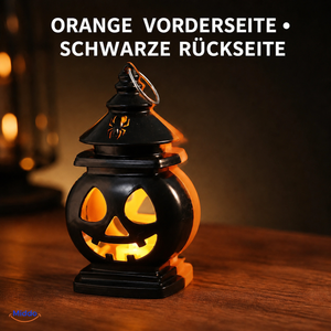 PumpkinGlow™ schwarze Rückseite mit sichtbarem orangefarbenem Rand der Vorderseite