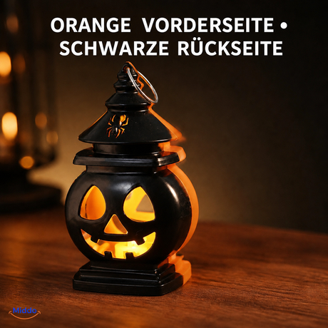 PumpkinGlow™ schwarze Rückseite mit sichtbarem orangefarbenem Rand der Vorderseite