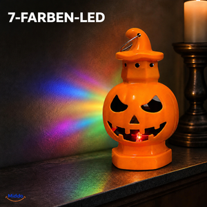 PumpkinGlow™ Halloween-Kürbislaterne Hexenhut mit 7-Farben-LED