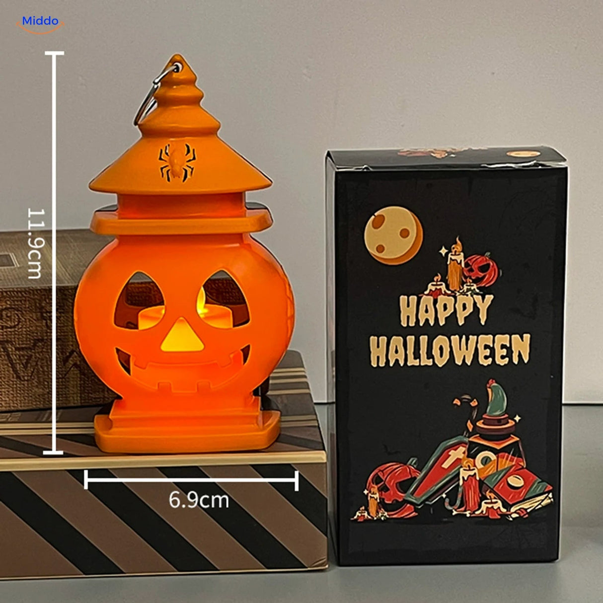 PumpkinGlow™ Burg | Warmes Licht, tragbare Halloween-Laterne