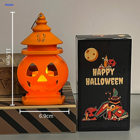 PumpkinGlow™ Burg | Warmes Licht, tragbare Halloween-Laterne