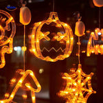 <pumpkoglow>Laterne Halloween Lichterkette Kürbis Hexenhut Spinnennetz Fensterdekoration www.middo.de</pumpkoglow>