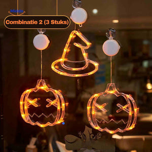 pumpkoglow-Lampe Halloween Lichterkette Fensterdekoration Kürbis Hexenhut Set | www.middo.de