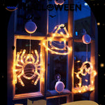 Pumpkoglow Lampe – Halloween Lichterkette für Fensterdekoration mit Spinnen, Hexenhut und Gespenst. Besuchen Sie www.middo.nl.