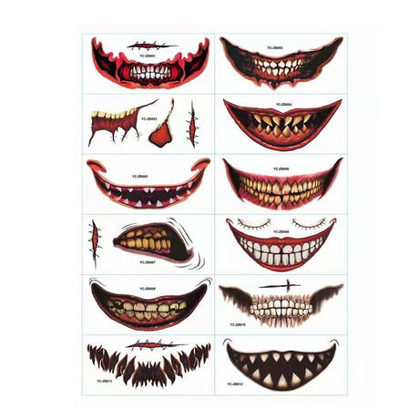 Realistische Horror-Grin Tattoo-Designs für Halloween