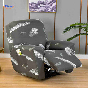 reclinex Bankbezug dunkelgraue Hülle mit weißem Feder-Motiv für Relaxstuhl www.middo.de