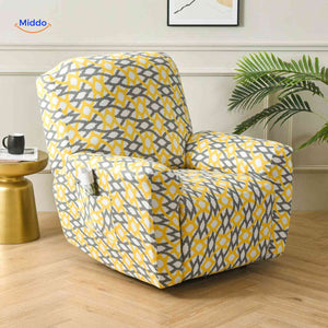 reclinex bankbezüge gelb und grau Azteken-Stil Print Stretchbezug Relaxsessel