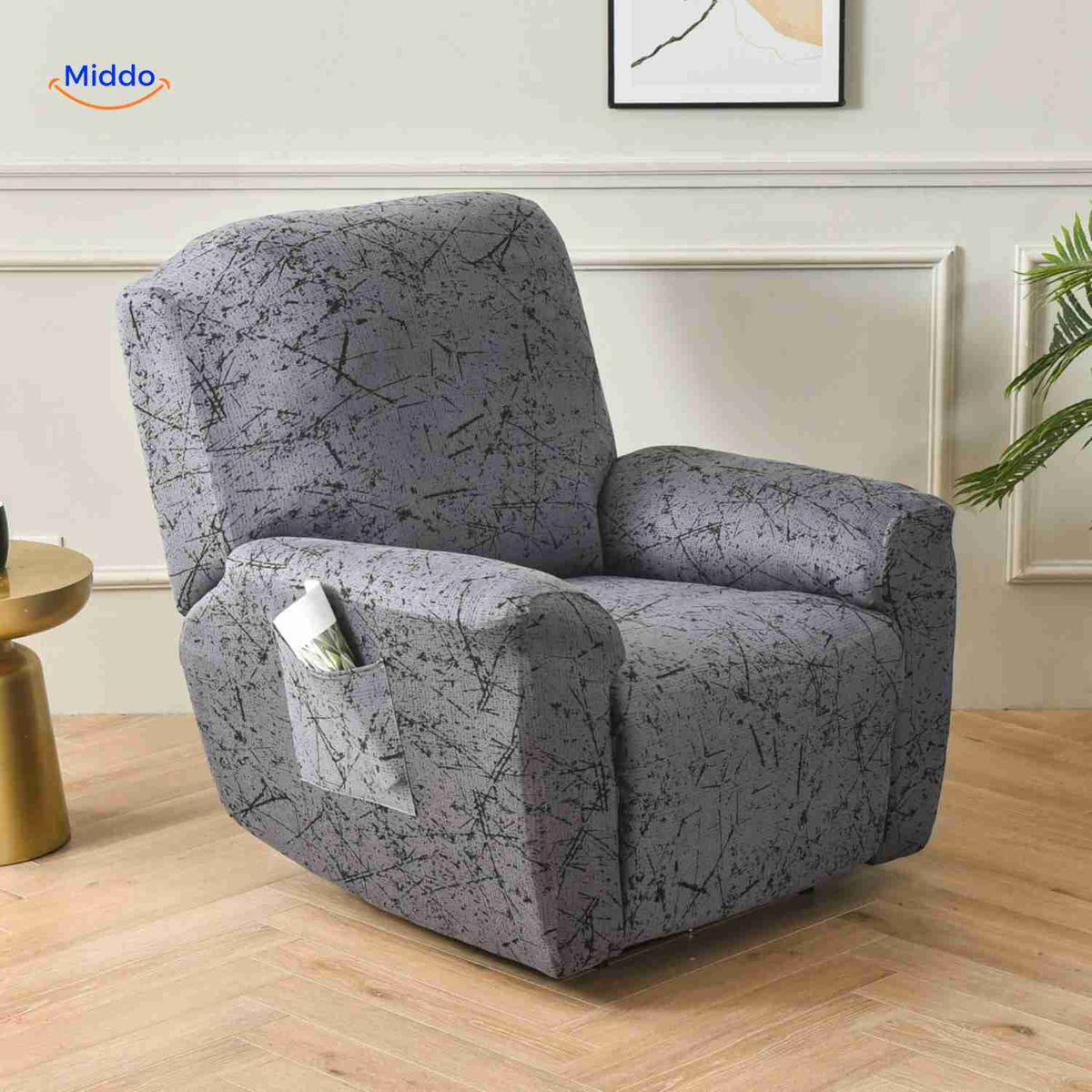 reclinex bankbezüge graue Hülle mit schwarzen Spritzern modernes Design