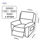 reclinex Bankbezüge Maßangaben 4 Stück mit Abmessungen für Relaxsessel www.middo.nl