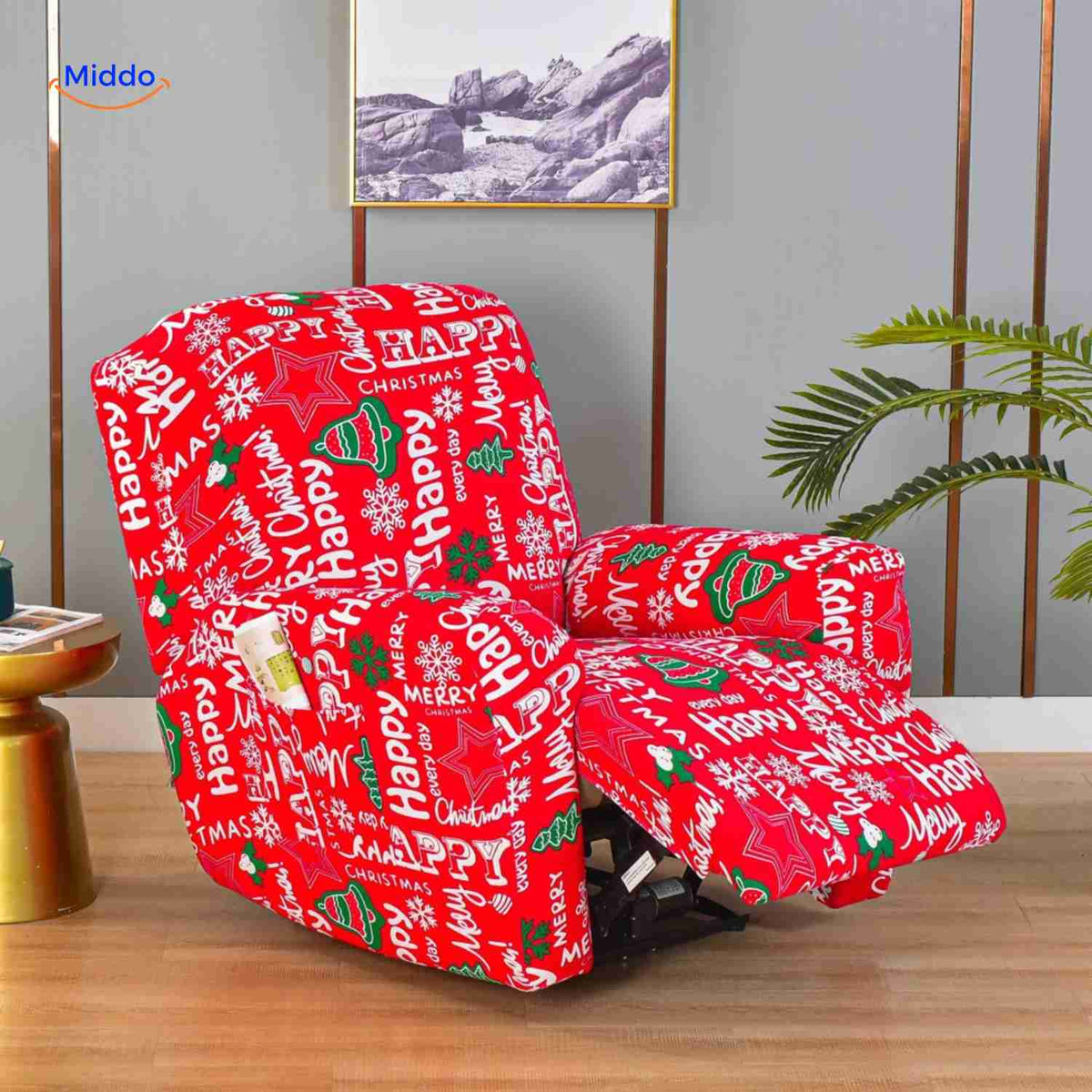 reclinex Bankbezüge rot mit Weihnachtsmotiv Happy Merry Christmas Bezüge