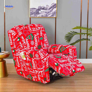 reclinex Bankbezüge rot mit Weihnachtsmotiv Happy Merry Christmas Bezüge
