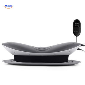 relaxacore Massagegerät Seitenansicht mit Fernbedienung und ergonomischem Design