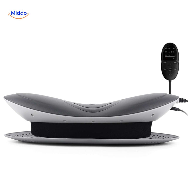 relaxacore Massagegerät Seitenansicht mit Fernbedienung und ergonomischem Design