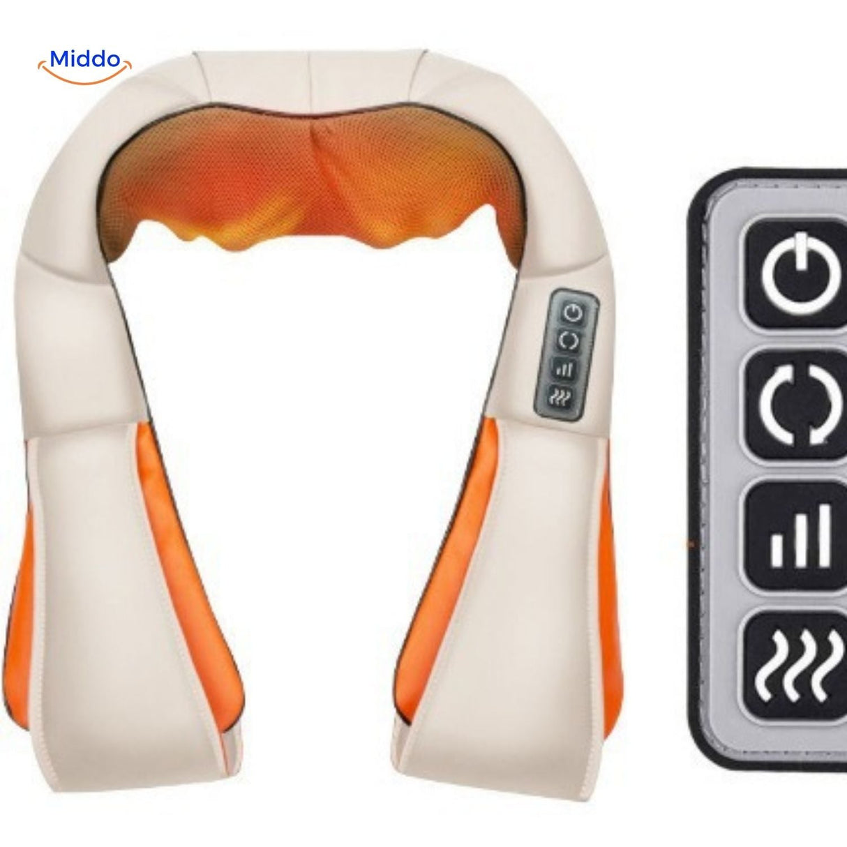 relaxpro Massagegerät, cremefarben mit orangefarbener Beleuchtung