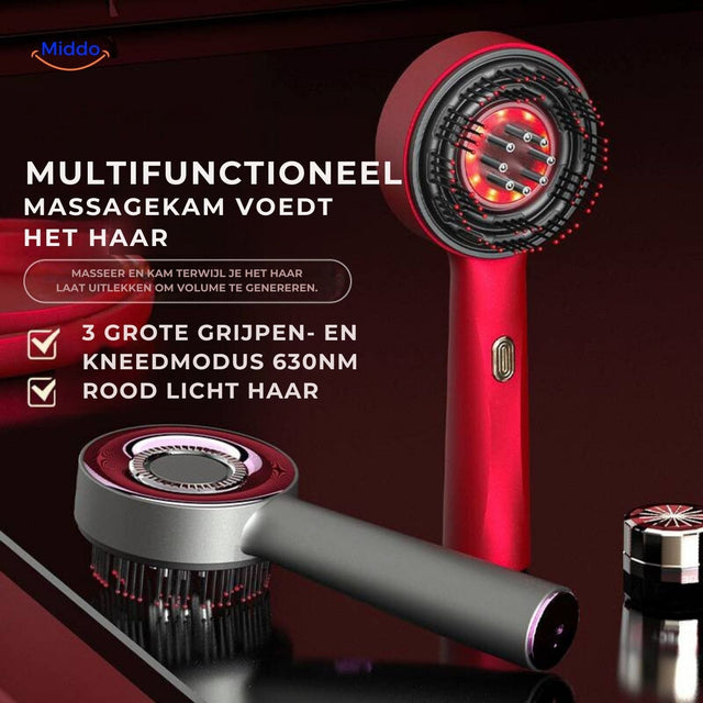 Revitaglow™ Kamm Multifunktionale Massagekamm mit Rotlicht Ernährung für Haare