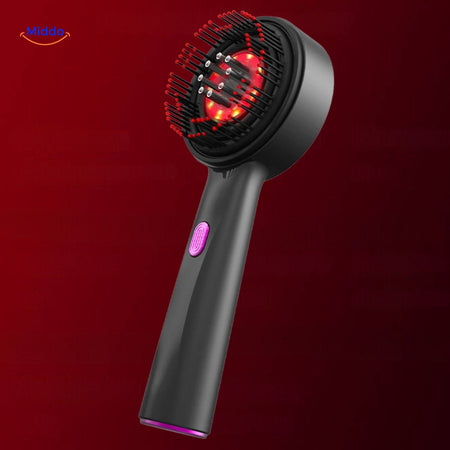 Revitaglow™ kam elegante rote Lichtmassagebürste Design in Schwarz