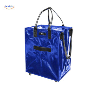 rollexa Trolley blau mit Rädern praktisch für Wäsche und Einkäufe