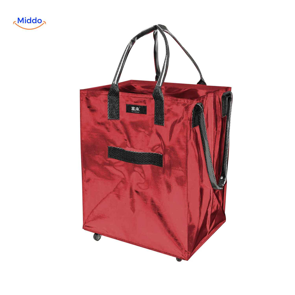 rollexa Trolleytasche rot leichtgewichtig mit Griffen und Rollen