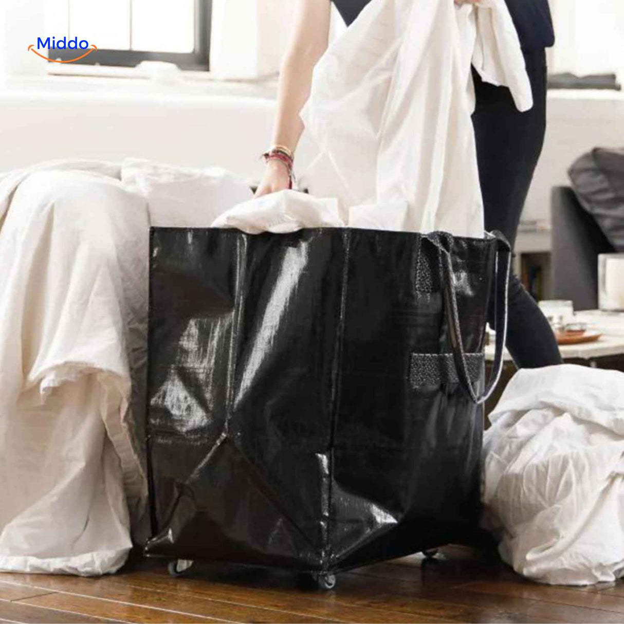 rollexa Trolley-Taschen für Wäschetransport mit glatten Rollen großes Volumen