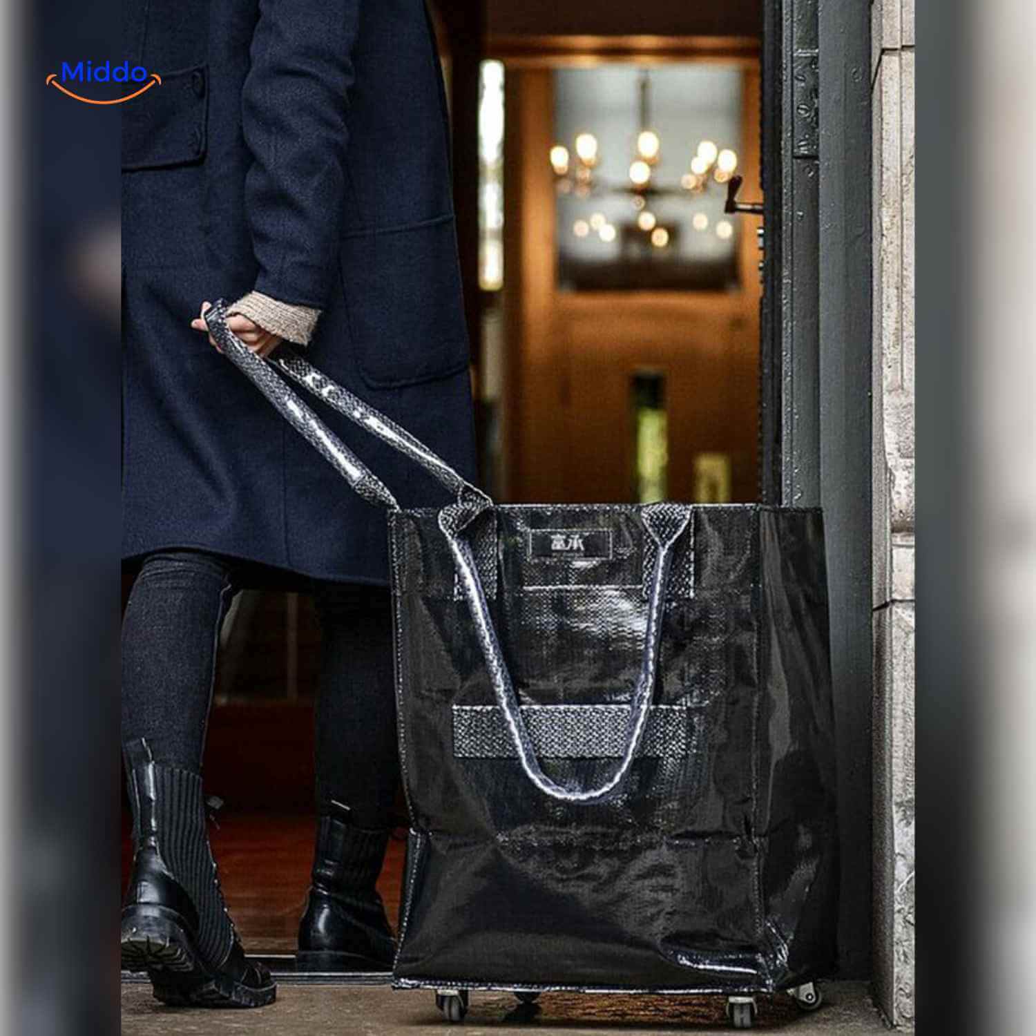 rollexa Trolleytas schwarz mit Rollen für Wohn- und Stadtgebrauch www.middo.de