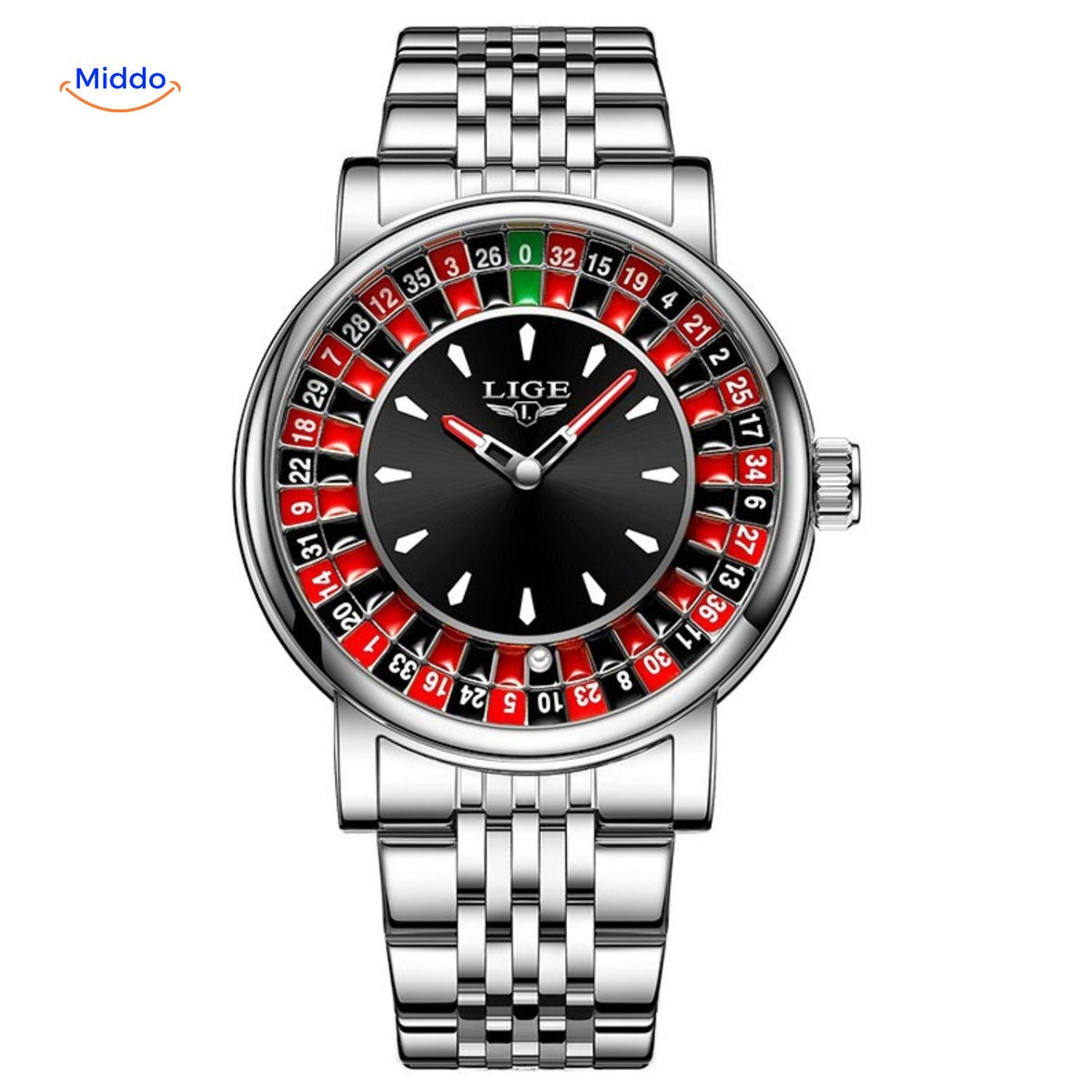 Roulettix Uhr mit Silbernem Metallarmband - www.middo.de