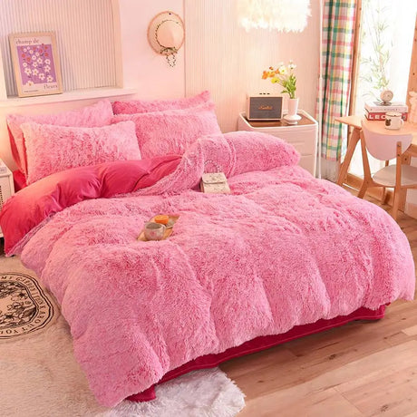 Teddy Fluffy Fleece-Bettwäsche in Rosa