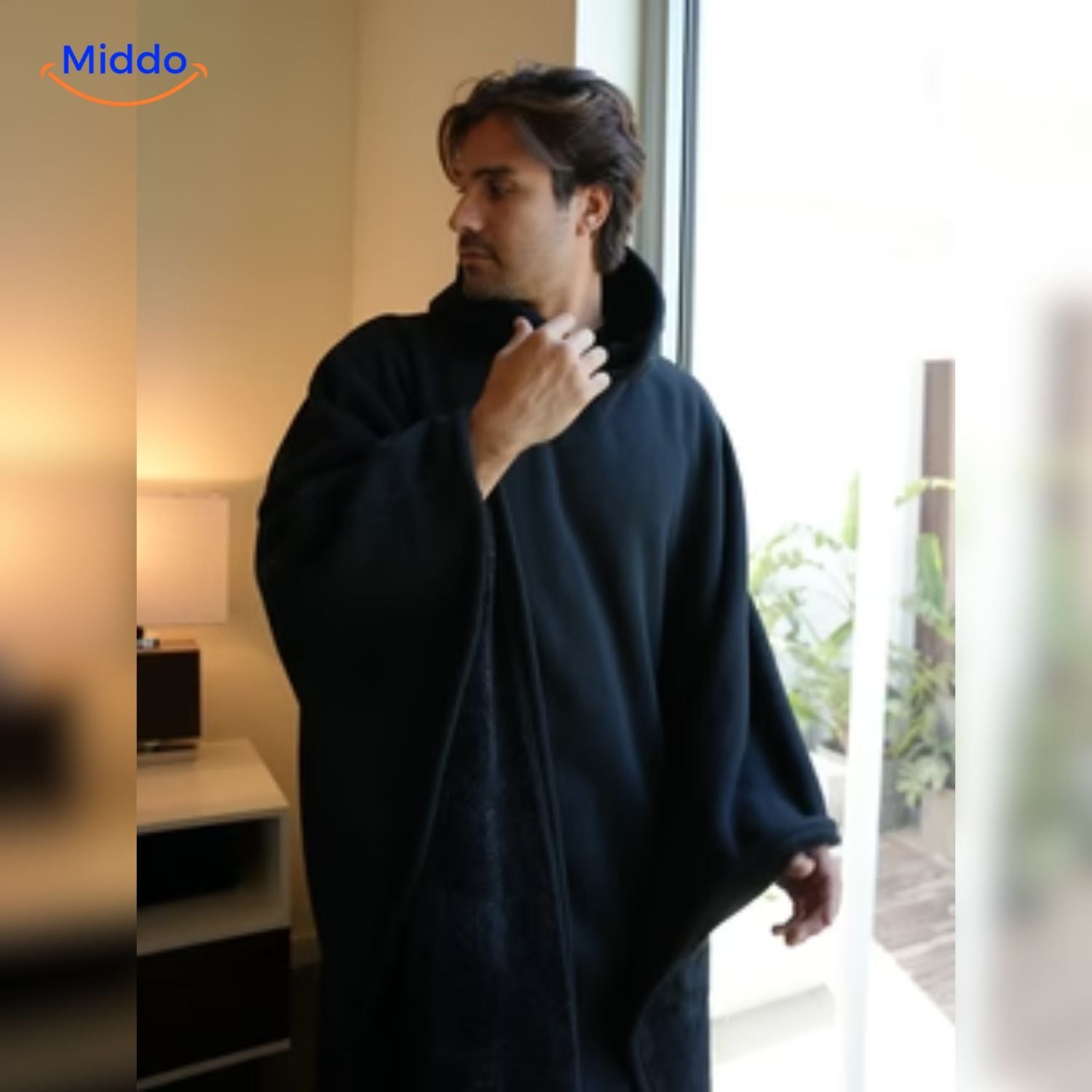 shadowhood cape tief schwarz luxuriöser Plüsch Fleece Decke middo.nl