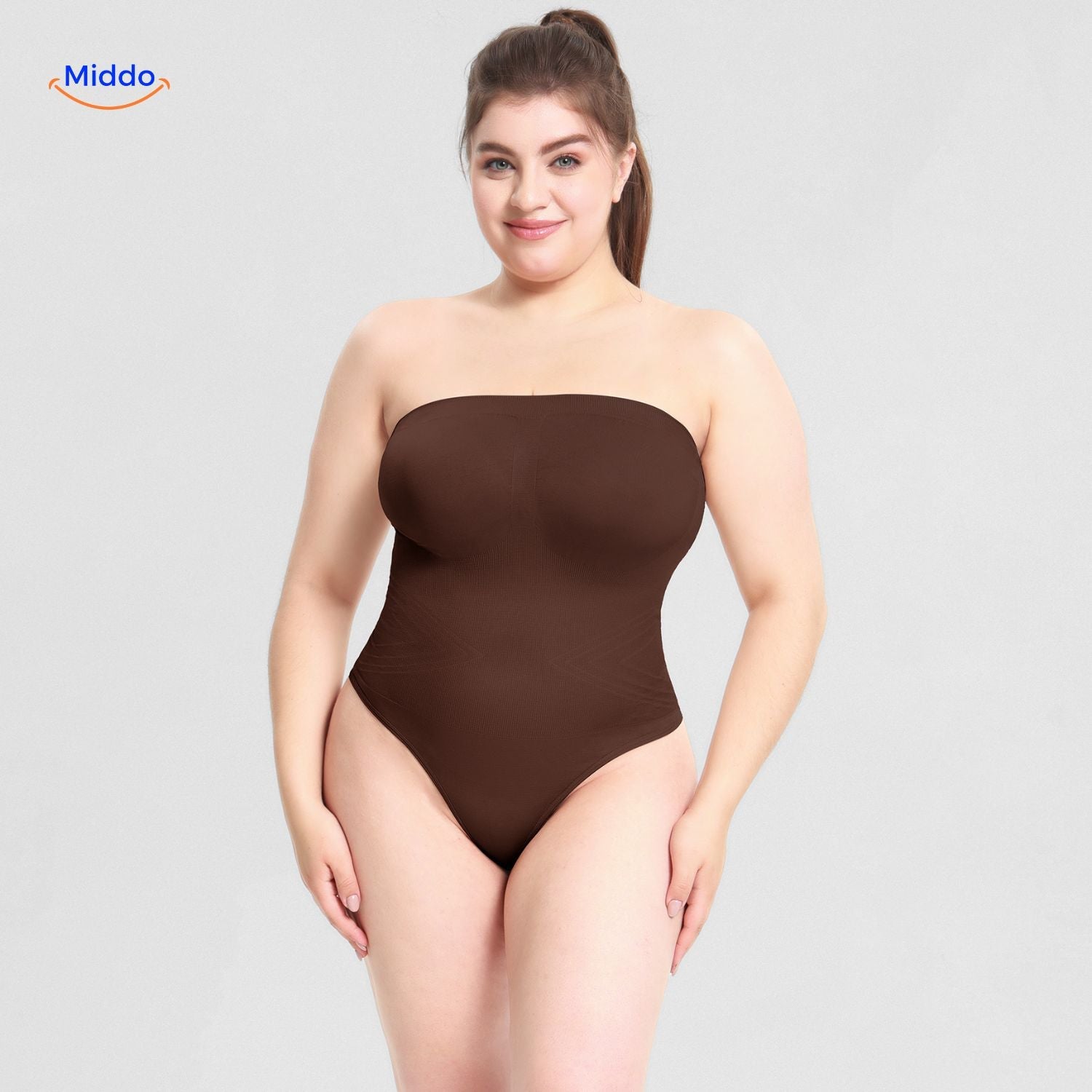 shapelyfit brauner Tanga-Bodysuit mit hohem Komfort und Festigkeit