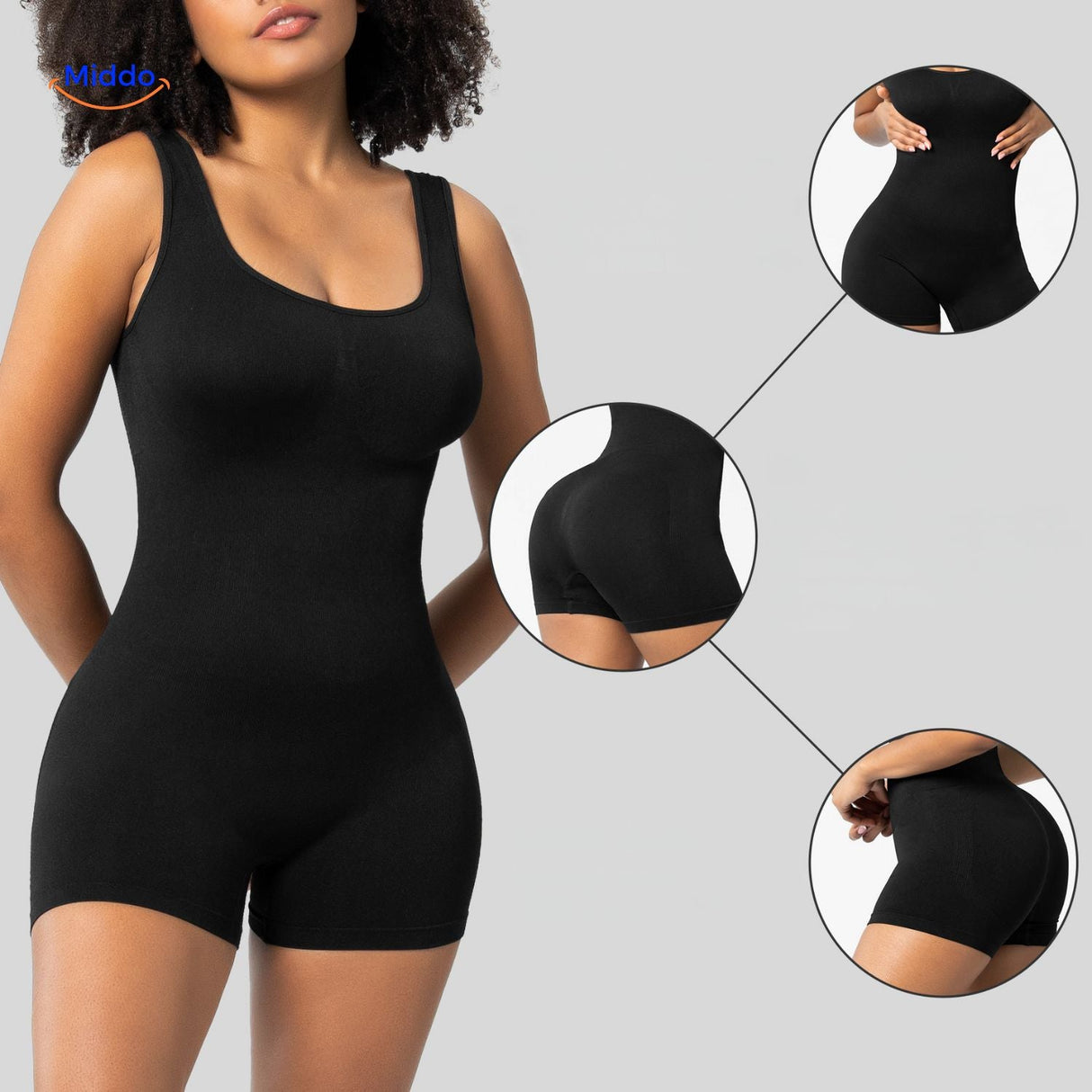 Shapelyfit Körperformender Bodysuit Schwarz - Nahtlos und Unterstützend