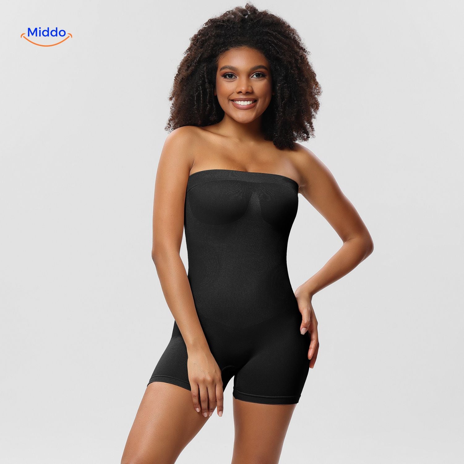 shapelyfit strapless schwarzes formendes Jumpsuit mit nahtloser Verarbeitung Middo
