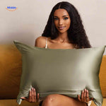 Silkora Kissenbezug in Olivgrün aus Satin – Pillow | www.middo.nl