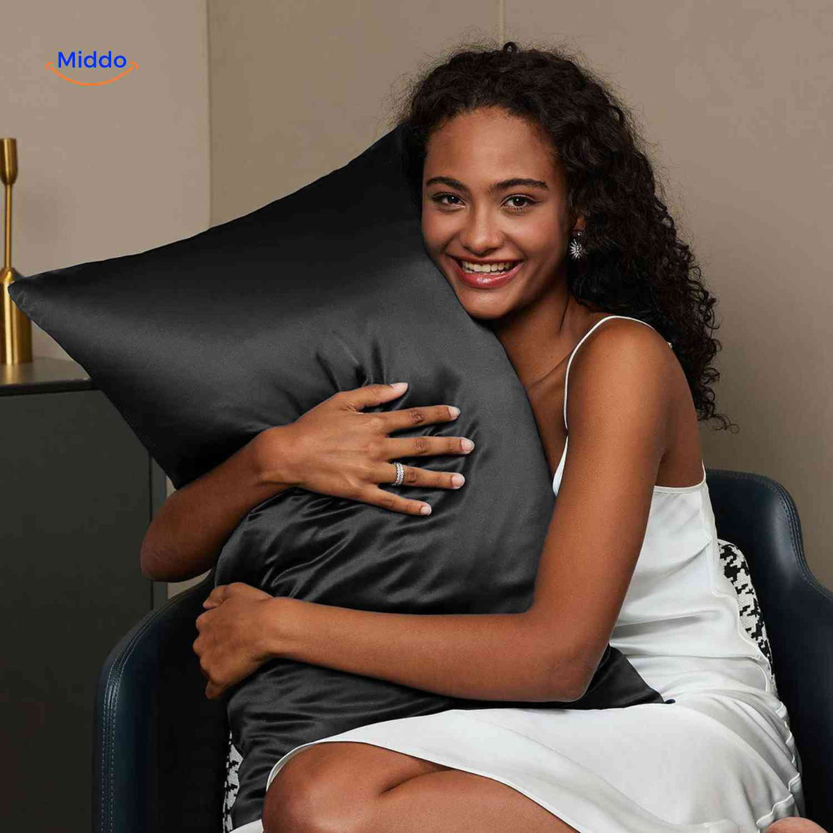 Silkora Kissenbezug Schwarz Satin
