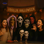 Skullveil Maske - Gruppenfoto von Halloween-Masken in fröhlicher Stimmung | www.middo.de